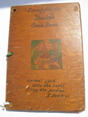 photo of Pennsylvania Dutch recipes vintage cookbook w/ pyrography cover #1