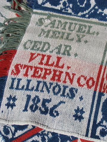 photo of Pennsylvania weaver Samuel Meily antique coverlet, 1856 Cedarville IL #5