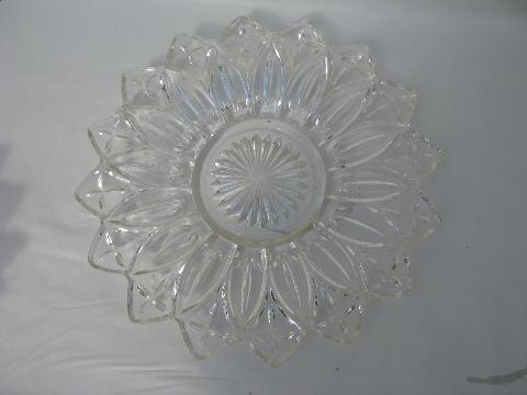 photo of Petal pattern vintage pressed glass flower pattern dishes lot #3