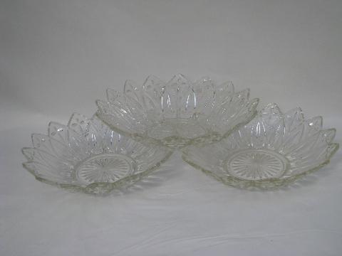 photo of Petal pattern vintage pressed glass flower pattern dishes lot #4