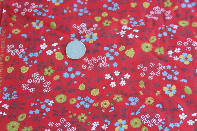 photo of Peter Pan Fabrics vintage red calico print cotton material, 4 yards #1