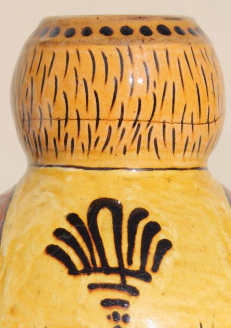 photo of Peter Reber - Switzerland, hand painted pottery fat Swiss farmer butter or cheese dome #3