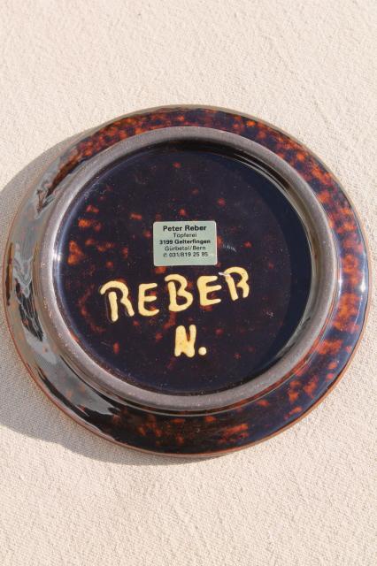 photo of Peter Reber - Switzerland, hand painted pottery fat Swiss farmer butter or cheese dome #10