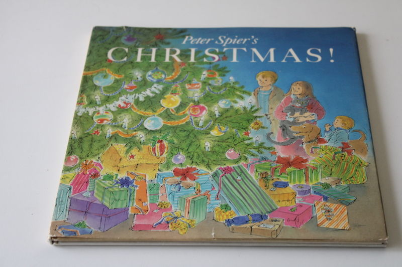 photo of Peter Spier Christmas! first edition 80s vintage art picture book without words, family holiday #1