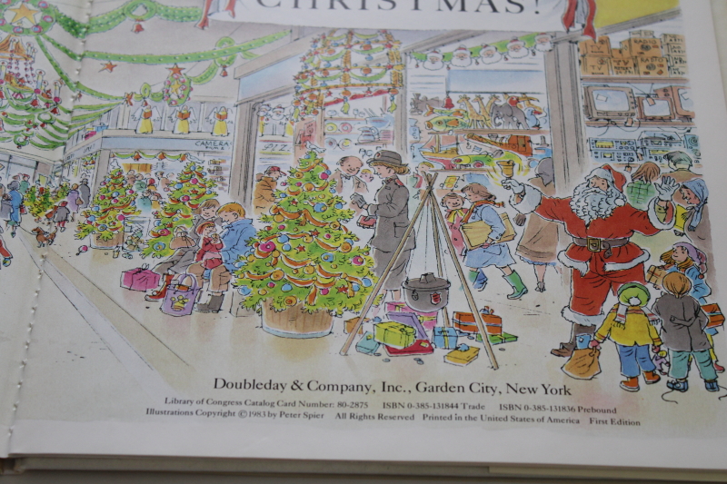 photo of Peter Spier Christmas! first edition 80s vintage art picture book without words, family holiday #3