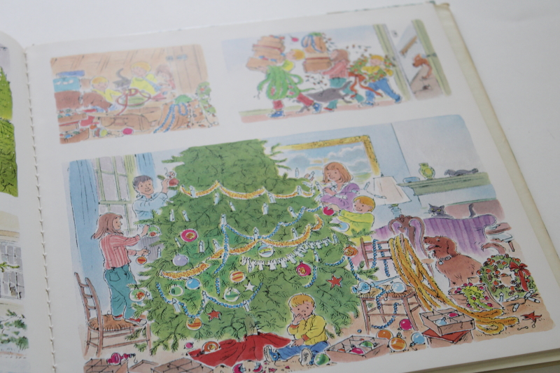 photo of Peter Spier Christmas! first edition 80s vintage art picture book without words, family holiday #4