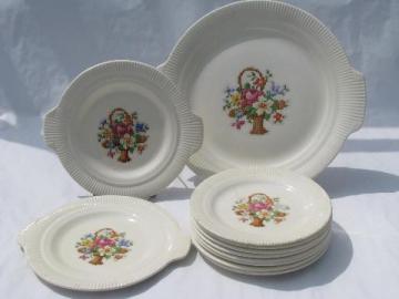 catalog photo of Petitpoint flower basket pattern, vintage Salem pottery dishes, Victory shape