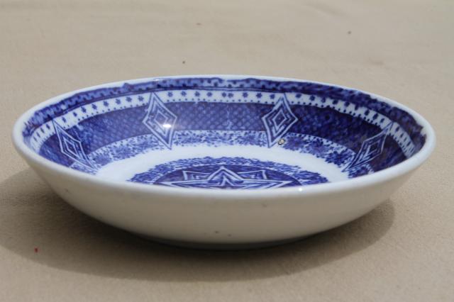 photo of Petrus Regout Maastricht Holland old stick spatter Delft flow blue & white china tea saucer bowl #2