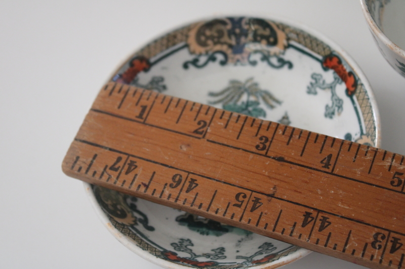 photo of Petrus Regout vintage transferware cup & saucer, Chinese export style chinoiserie Pekin red & green #3