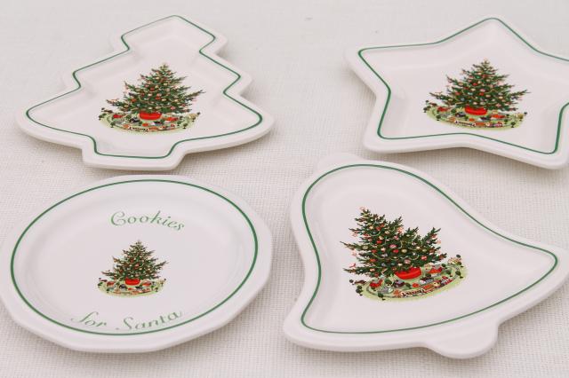 Pfaltzgraff Christmas Heritage holiday dishes Cookies for Santa star bell tree shapes