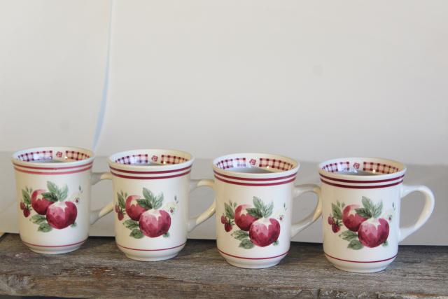 photo of Pfaltzgraff Delicious pattern mugs, ceramic coffee mugs w/ cherries red apple #5