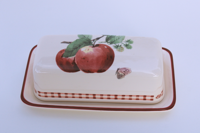 photo of Pfaltzgraff Red Delicious apple pattern covered butter dish  #1