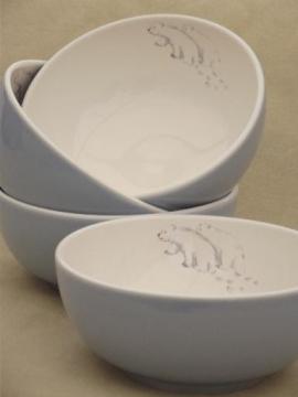 catalog photo of Pfaltzgraff Winter Frost polar bear and blue cereal bowls set of 4