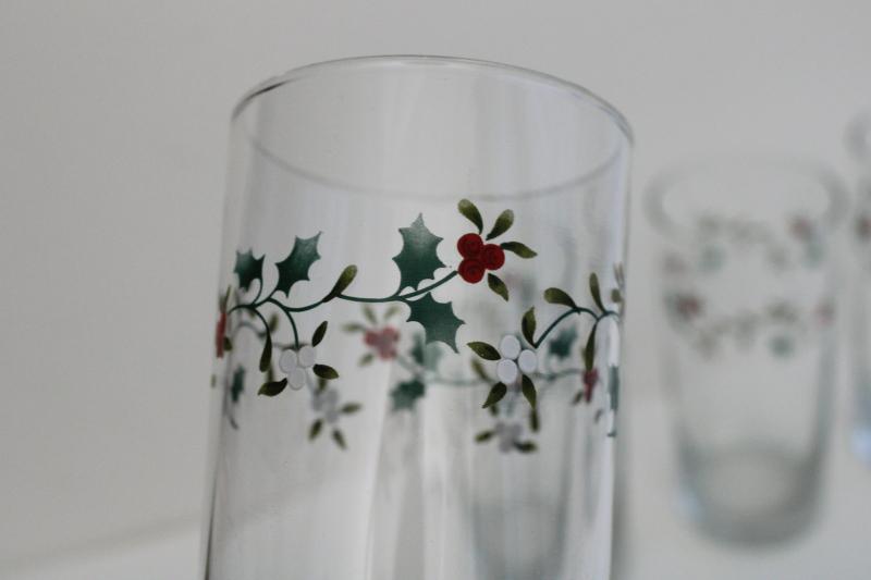 photo of Pfaltzgraff Winterberry drinking glasses, tall tumblers Christmas holiday glassware #2