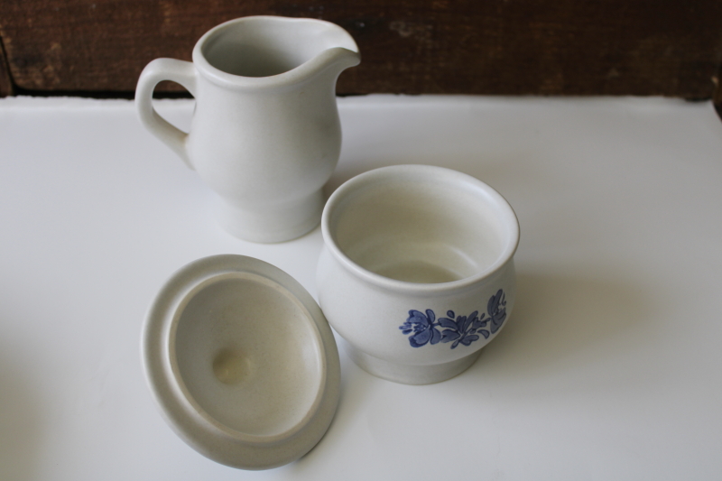 photo of Pfaltzgraff Yorktowne blue print stoneware creamer & sugar set, cream pitcher and sugar bowl #4