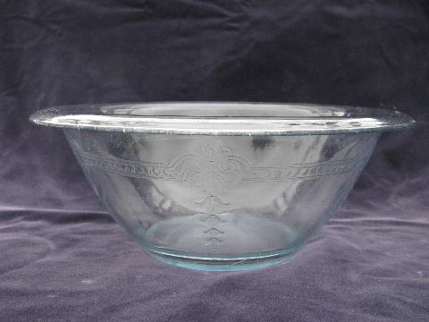 photo of Philbe embossed pattern, vintage Fire-King sapphire blue kitchen glass mixing bowl #1