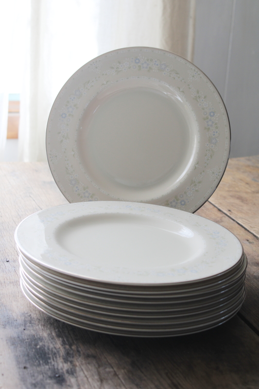 photo of Pickard Serenity vintage ivory china dinner plates set of 8, platinum trim floral #3