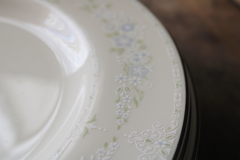 photo of Pickard Serenity vintage ivory china dinner plates set of 8, platinum trim floral #4