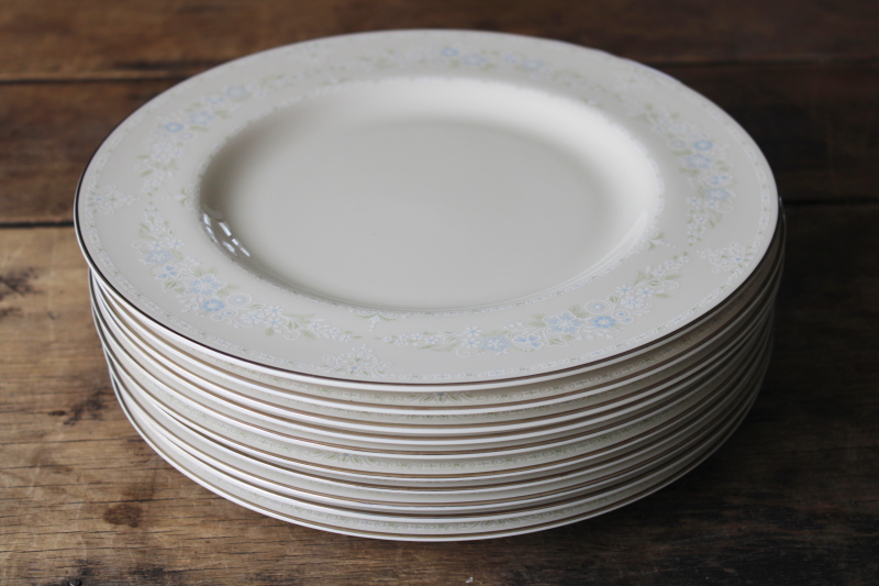 photo of Pickard Serenity vintage ivory china dinner plates set of 8, platinum trim floral #7