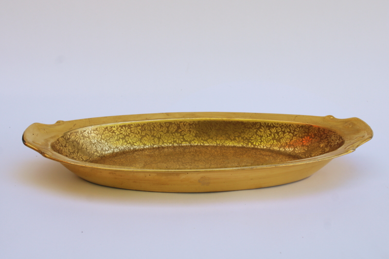 photo of Pickard china gold encrusted rose and daisy celery tray, long oval dish art deco vintage  #2