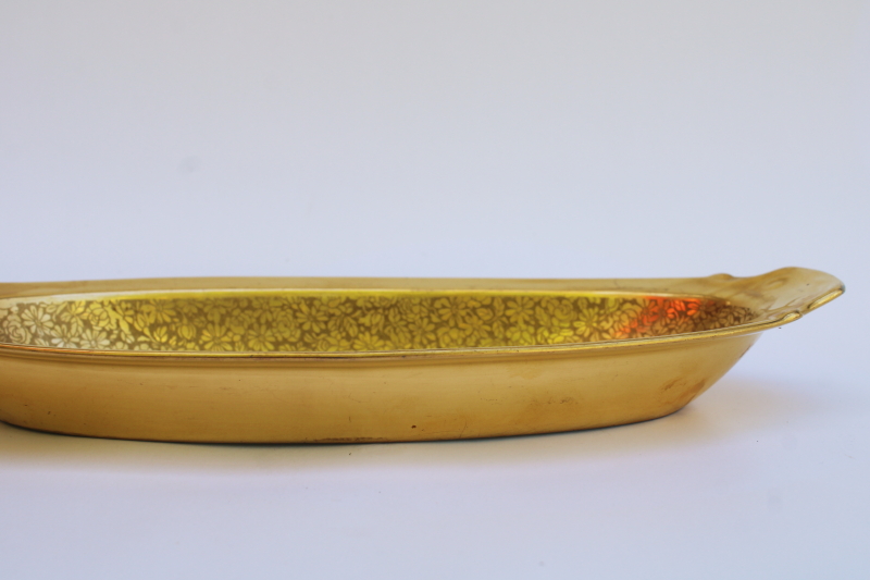 photo of Pickard china gold encrusted rose and daisy celery tray, long oval dish art deco vintage  #3