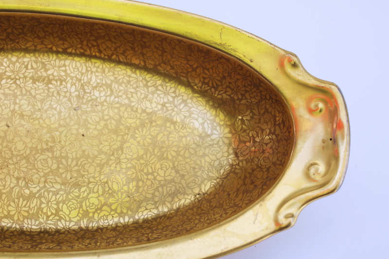 photo of Pickard china gold encrusted rose and daisy celery tray, long oval dish art deco vintage  #4