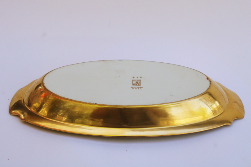 photo of Pickard china gold encrusted rose and daisy celery tray, long oval dish art deco vintage  #7