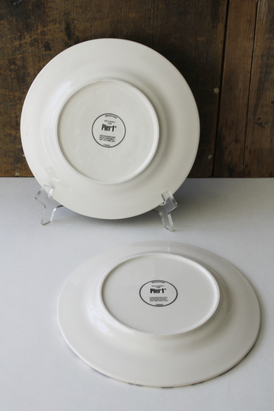 photo of Pier 1 Bradford black plaid salad plates, never used ironstone china, modern farmhouse style #3