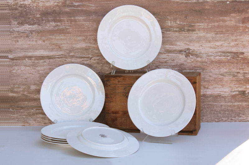 photo of Pier 1 New Essentials Classic modern large dinner plates or chargers, plain white ironstone porcelain #1