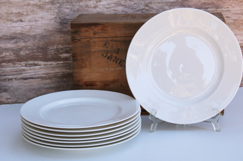 photo of Pier 1 New Essentials Classic modern large dinner plates or chargers, plain white ironstone porcelain #4