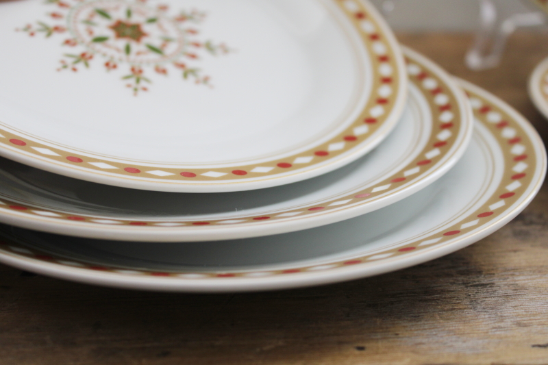 photo of Pier 1 Nordic Snowflake pattern salad / dessert plates red gold stars & snowflakes #4