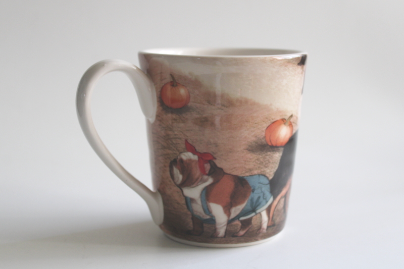 photo of Pier 1 ceramic coffee mug, fall pumpkins and dogs with denim, cowboy hat western wear  #3