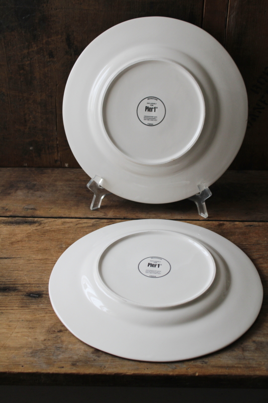 photo of Pier 1 country blue plaid dinner plates, never used ironstone china, modern farmhouse style #4