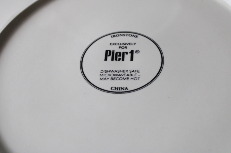 photo of Pier 1 country blue plaid dinner plates, never used ironstone china, modern farmhouse style #5