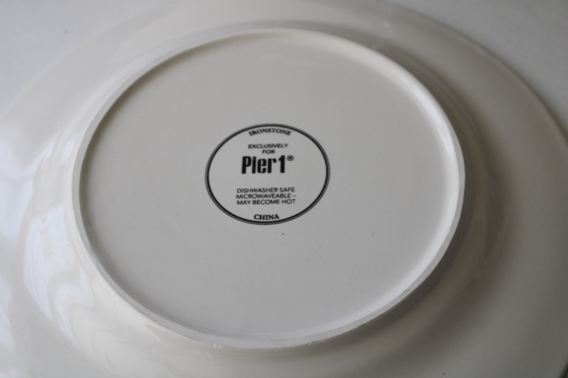 photo of Pier 1 linen grey plaid salad plates, never used ironstone china, modern farmhouse style #4