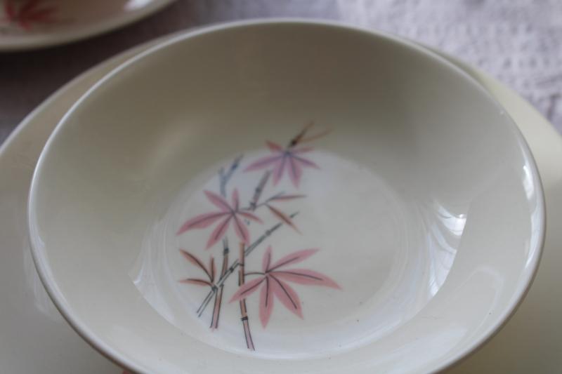 photo of Pink Bamboo mid-century mod vintage Salem china set, 1950s Chinatown or tiki style! #11