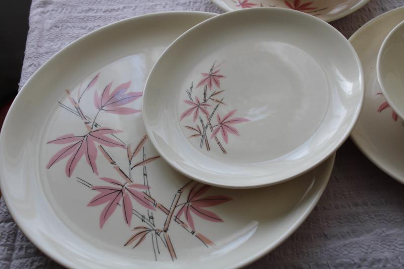 photo of Pink Bamboo mid-century mod vintage Salem china set, 1950s Chinatown or tiki style! #12