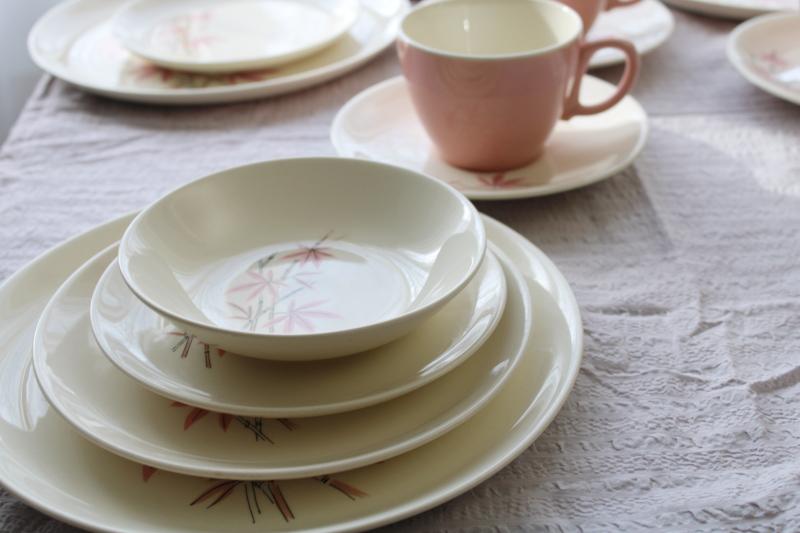 photo of Pink Bamboo mid-century mod vintage Salem china set, 1950s Chinatown or tiki style! #13