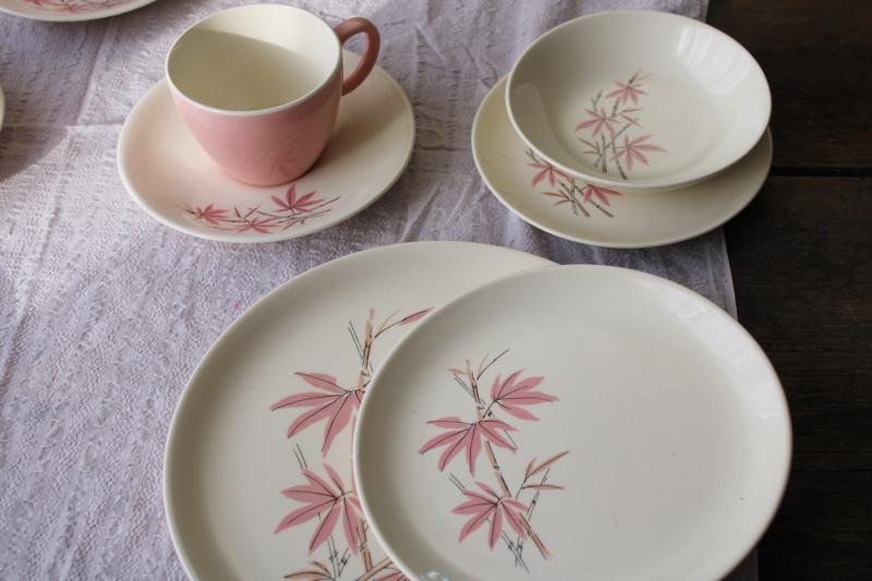 photo of Pink Bamboo mid-century mod vintage Salem china set, 1950s Chinatown or tiki style! #15