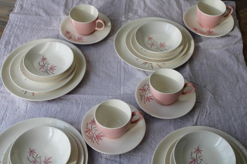 photo of Pink Bamboo mid-century mod vintage Salem china set, 1950s Chinatown or tiki style! #18