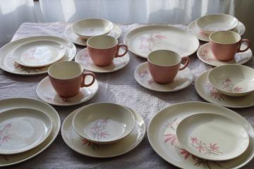 catalog photo of Pink Bamboo mid-century mod vintage Salem china set, 1950s Chinatown or tiki style!