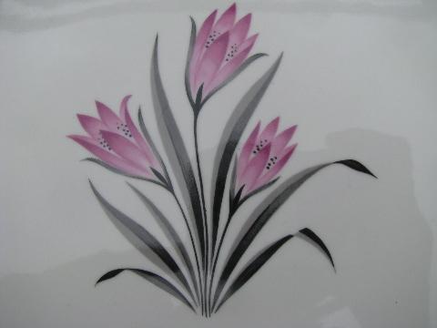 photo of Pink Crocus mint in box vintage china dishes for 4, W S George #4