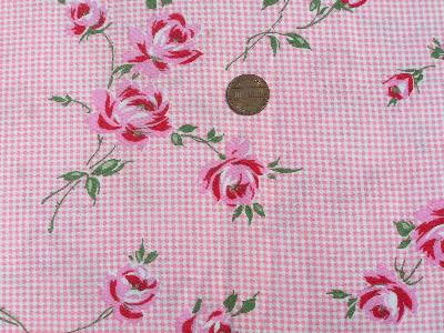 photo of Pink roses on gingham check, fabric #1