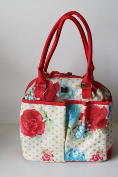 catalog photo of Pioneer Woman Blossom Jubilee bright floral never used insulated lunch tote w/ drink bottle 