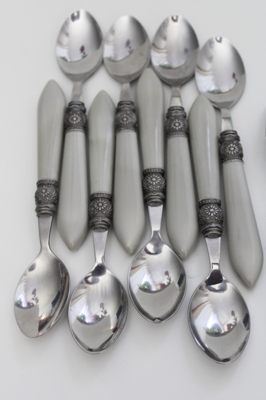 photo of Pioneer Woman Cowgirl Lace linen grey handles stainless flatware #7