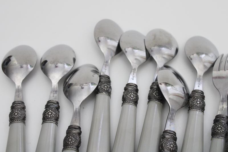 photo of Pioneer Woman Cowgirl Lace linen grey handles stainless flatware #8