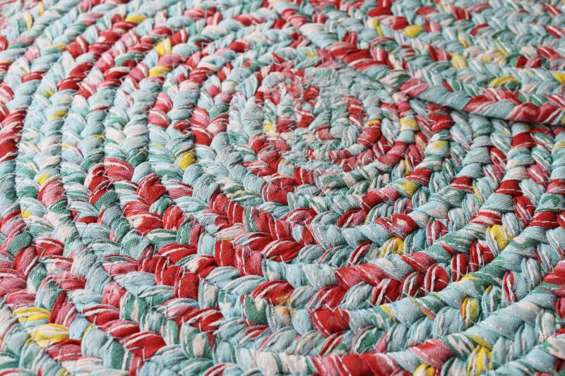 photo of Pioneer Woman braided cotton placemats, aqua red yellow vintage floral colors  #2