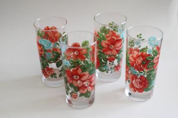 catalog photo of Pioneer Woman vintage floral pattern drinking glasses, tumblers set of 4