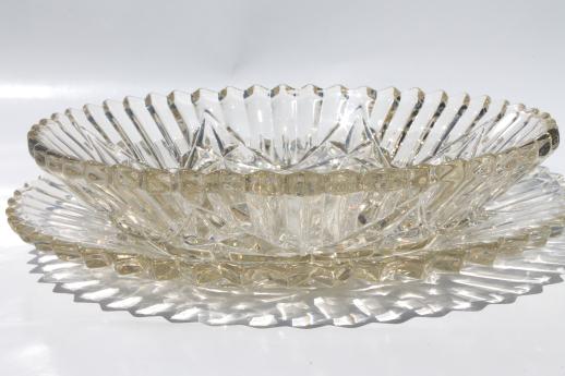 photo of Pioneer pattern vintage pressed glass fruit bowl & cake plate / sandwich platter #3