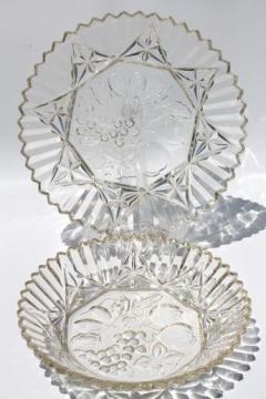 catalog photo of Pioneer pattern vintage pressed glass fruit bowl & cake plate / sandwich platter